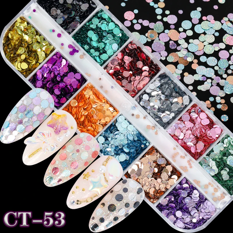 12 Colors Acrylic Nail Art Glitter Sequins Decals Set Fake Nails Tips Decoration Beauty Manicure Tools Mouse