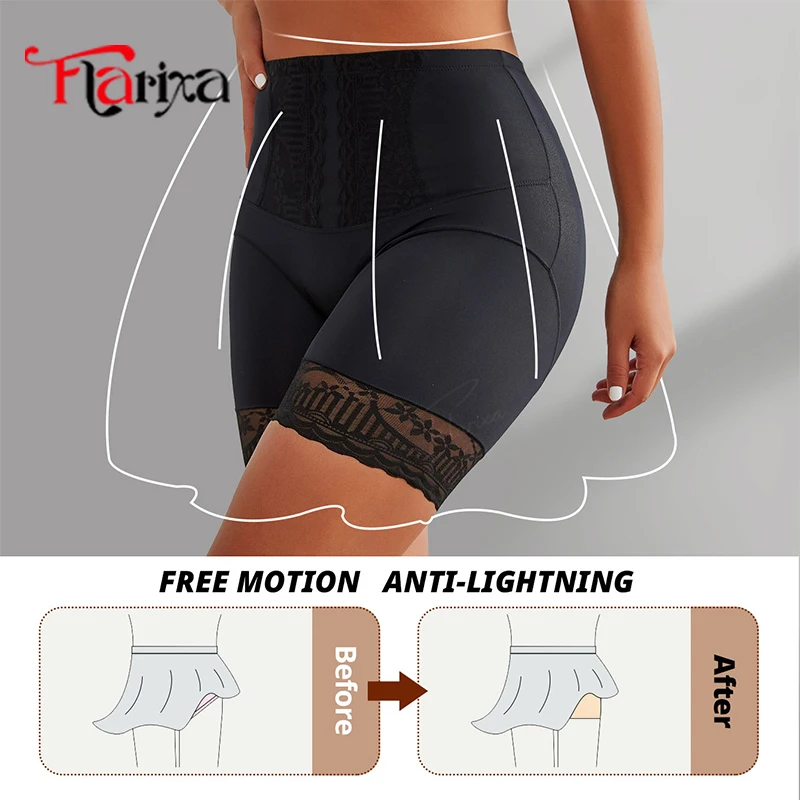 Flarixa Lace Safety Shorts High Waist Shaper Panties Belly Compression for Woman Boxers Thighs Shapewear Shorts Anti Chafing safety shorts high waist shorts high waist panties lace panties high waist underwear