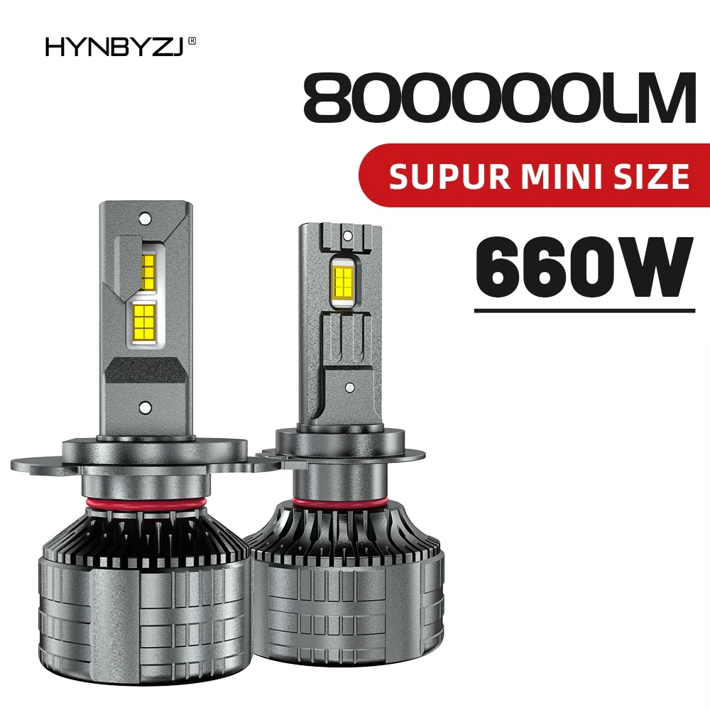 ไฟ LED HYNBYZJ H7 800000 LM ไฟหน้า Canbus 6000K H1 H4 H11 9012 HIR2 H8 H9 9005 9006 HB3 HB4 High Power 660W 5570 CSP ชิป 12V 1