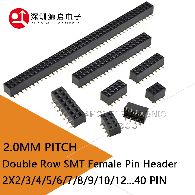 SMT 2.0mm 2.0 Double Row Female Breakaway PCB Board Pin Header socket Connector Pinheader 2 * 2/3/4/5/6/7/8/9/10/12/16/20/40Pin