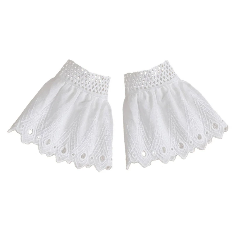 

Delicate Detachable Sleeves Cuffs White Women Lace Wedding Flounces Ruffled Paired Wrist Warmer Ruffled for Sweater