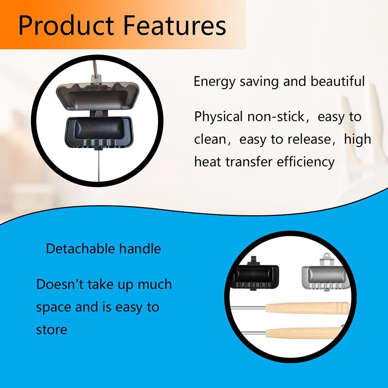 Hot Sandwich Maker, Double Sided Sandwich Roll Sealed Grill Pan, Non-Stick Hot Dog Toaster - Portable with Removable Handle 4