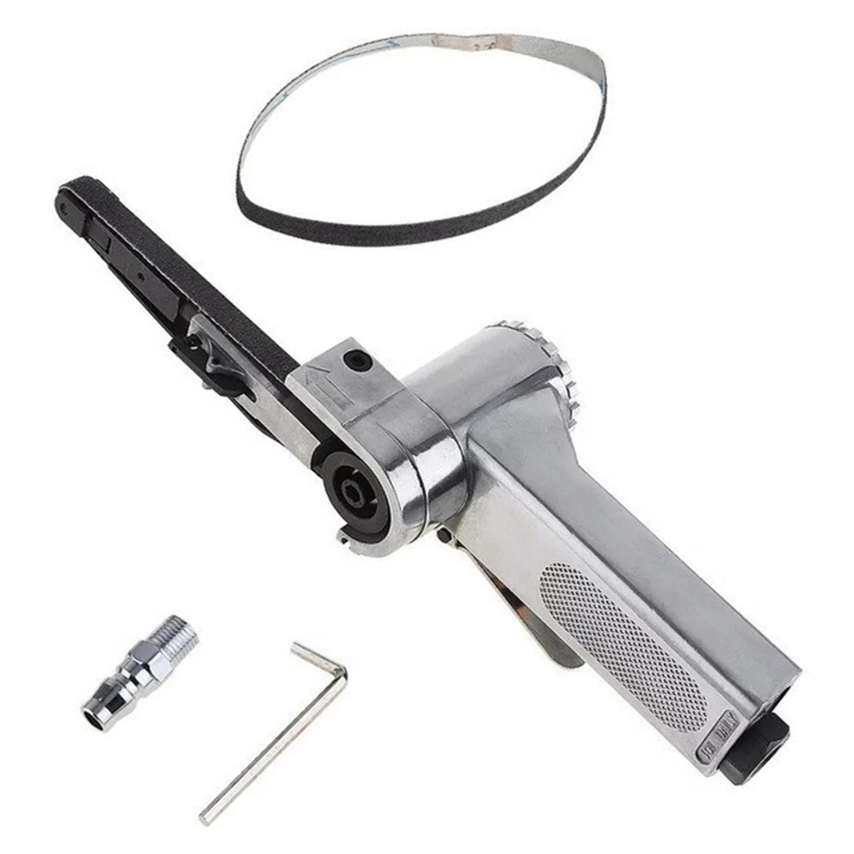 

20 mm Mini Air Belt Sander with 25 Pcs Belts for Plastic Aluminium Iron Steel and Metal Polishing