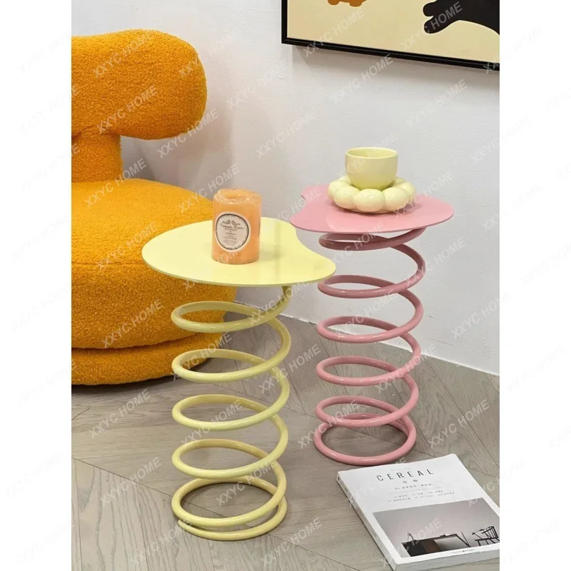 

Color Spring Side Table Small Apartment Cream Style Dressing Stool Shoe Changing Stool Sofa Side Table
