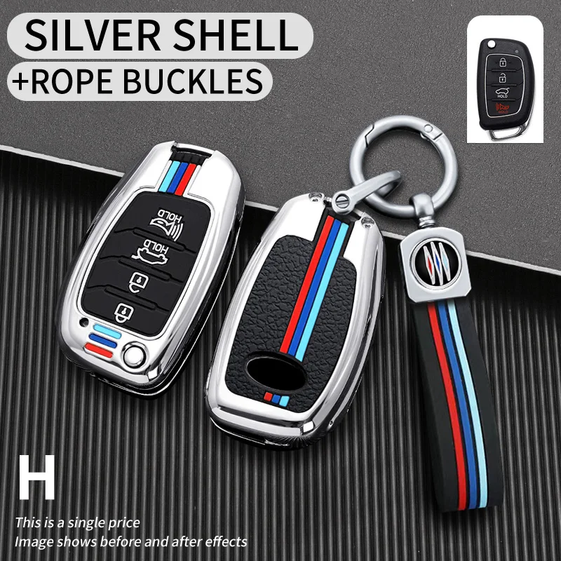 Custodia a conchiglia con chiave a scatto a distanza per auto in Silicone in lega di zinco per Hyundai Creta I10 I20 Tucson Elantra Santa Fe 2016 2017 - S108fef13d0d047589574189dd84d6225z