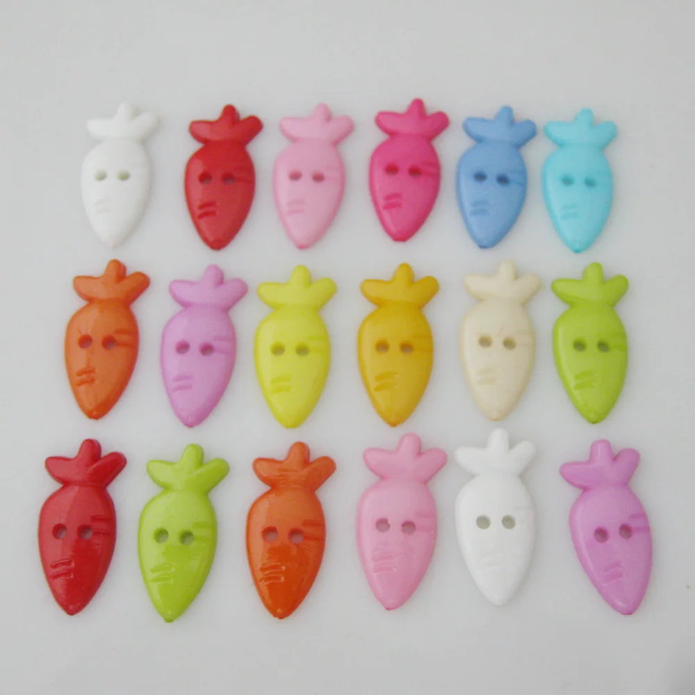 NBNNOA About 1" high Cutely Fruit Flatback Buttons Plastic Carrot Mixed Colors 50Pcs DIY Sewing Clothes Craft Accessory 4
