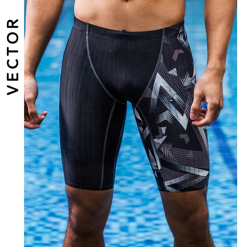 

Men's Swimwear Lycra Jammer Fiber New Higher Level Male Shark Skin Swimming Trunk Training Racing Swim Sun Protection