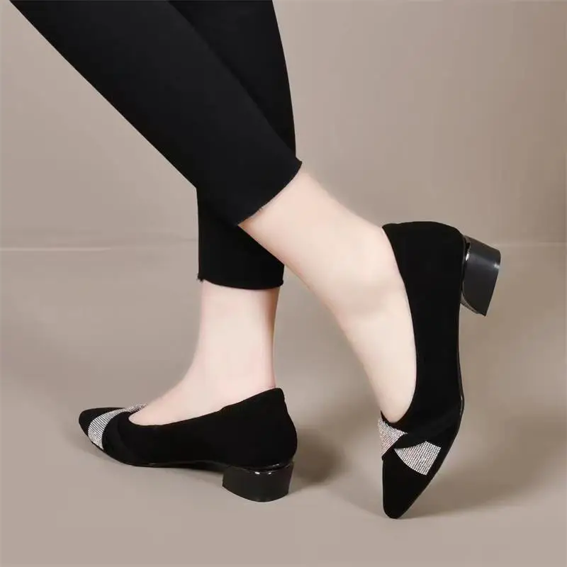 

Женские туфли с закрытым носком, удобные и элегантные модные Осенние повседневные женские кроссовки на низком каблуке, женские туфли с острым носком, осень-лето 2024