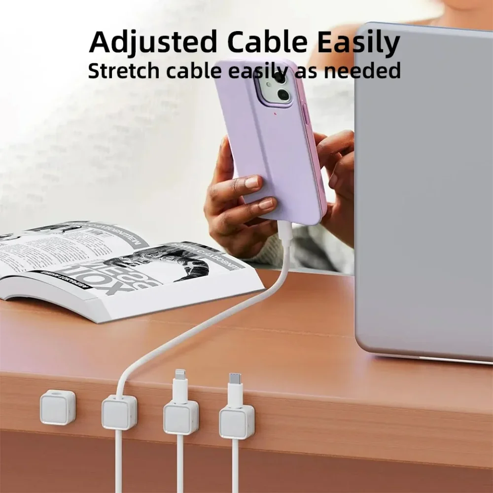 1/3/6 PCS Magnetic Cable Organizer Cable Clips Management Wire Keeper Wall Data Winder Adjustable Cord Holder Under Desk
