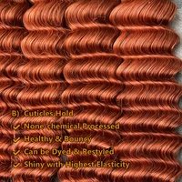 Mèches Ondulées Profondes Couleur Gingembre Orange, 100% Cheveux Humains Non Traités, Cheveux Vierge Bruts Vietnamiens Colorés, Extensions en Mèches 1/3/4 4