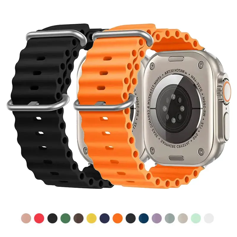 Apple Watch Strap Ocean Silicone Bracelet for Apple watch ultra band series 10 SE 42mm 44mm 45mm 46mm 49mm