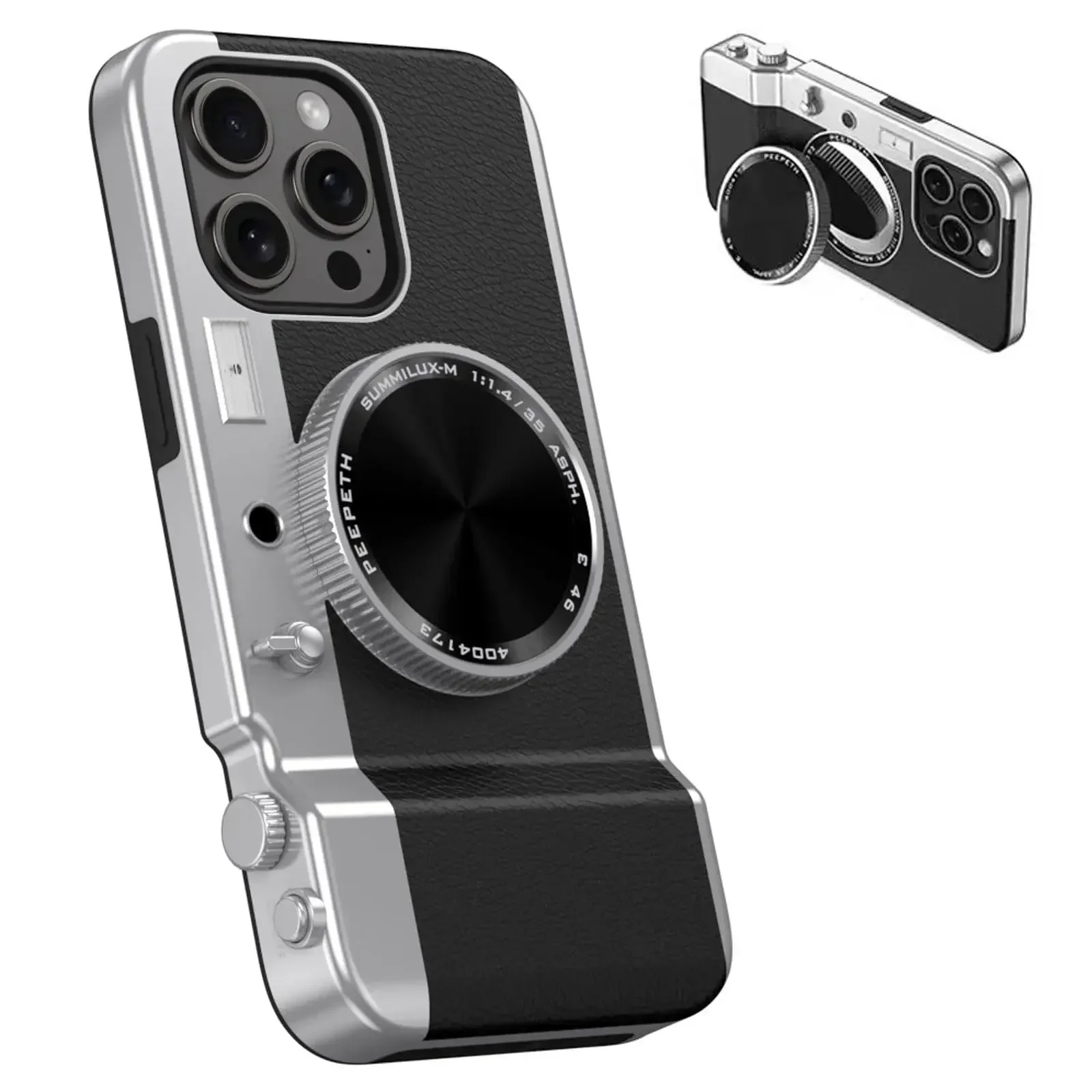 Funda Iphone 15 Pro Max Retro Bluetooth Cámara Funda de teléfono magnética para IPhone 13 14 15 Pro Max espejo cosmético cubierta dura de PC » Funda de teléfono magnética para IPhone