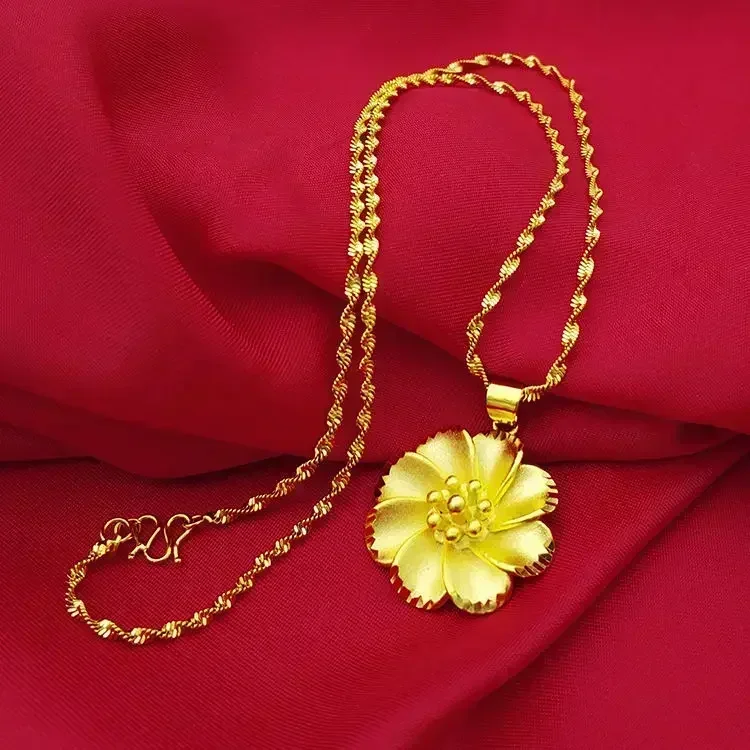 S1090790e69894cf5bf4fd8396caec7d2L Boutique 24k pure gold AU999 women's necklace 3D large pendant flower ladies luxury high-quality jewelry Mallzona