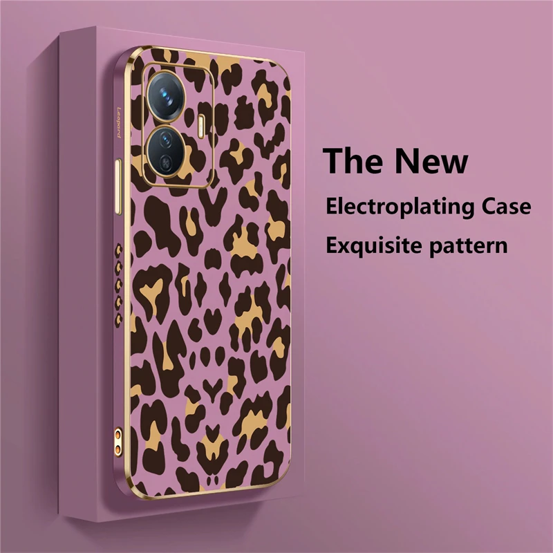 Leopard Pattern Soft Phone Cover with Plating Finish