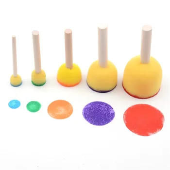 5pcs Round Sponges Brush Painting Set , Paint Sponges Dabbers Acrylic Painting Tools for Kids Arts and Crafts 1
