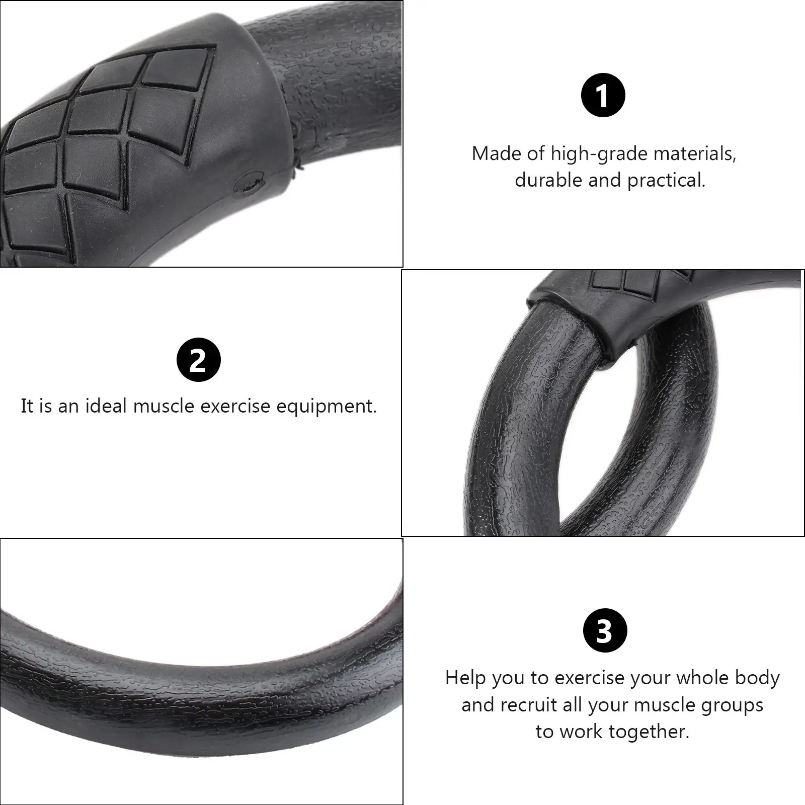 Gymnastic Rings Workout Equipment Exercise Rings for Home Calisthenics Full Body Training Fitness Accessories Black