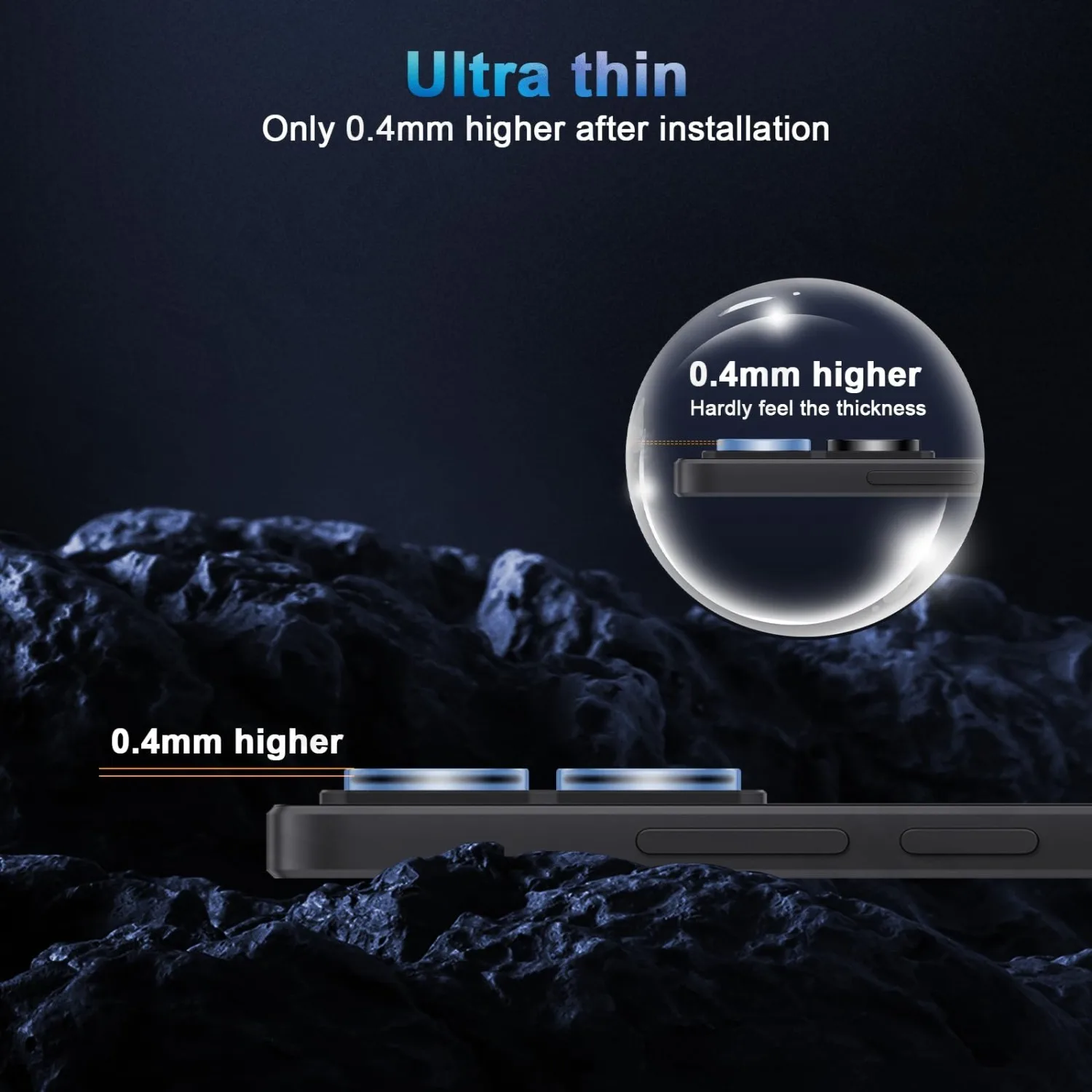 Gradient Camera Lens Protector Glass Set with Metal Ring - Full Cover Lens Protection