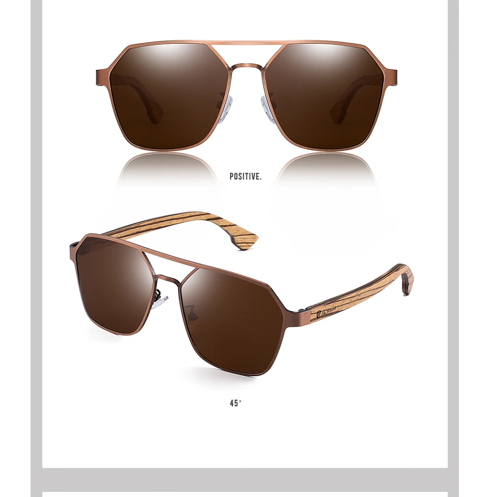 Hu Wood Hochwertige quadratische Metall-Sonnenbrille für Männer und Frauen, Holz-Sonnenbrille, polarisiert, Fahren, Uv400, Oculos de sol – Detail 7