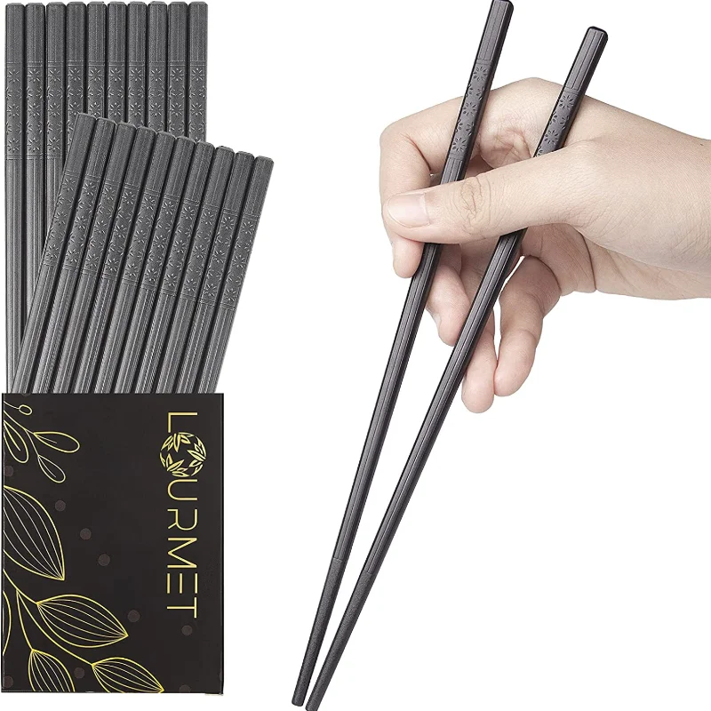 chopsticks 10 pairs reusable glass fiber food sticks Japanese Chinese Korean suitable for food and cooking all in a gift box
