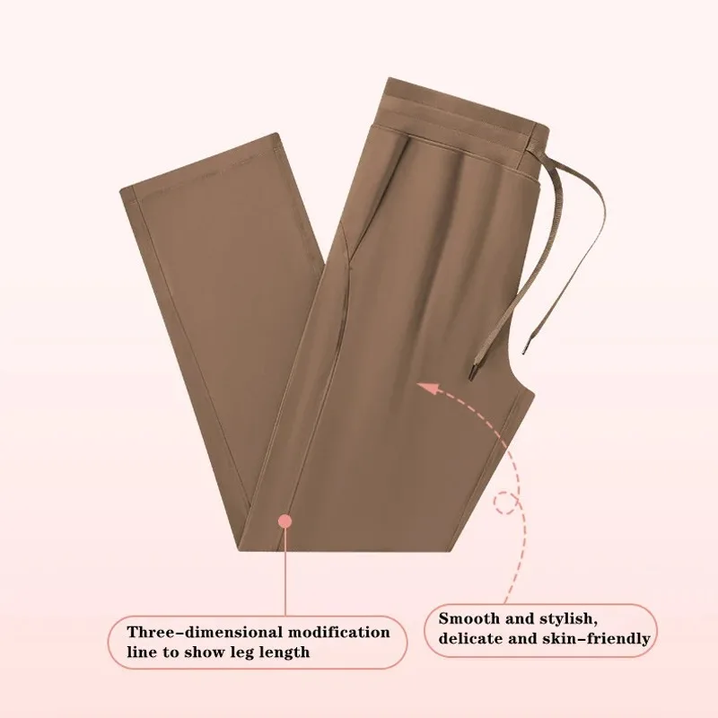 Women Drawstring Straight-Leg High Rise Slim fit Pant  Sweat-wicking 4-way stretch Feels Cool to The Touch Yoga Pant With Pocket