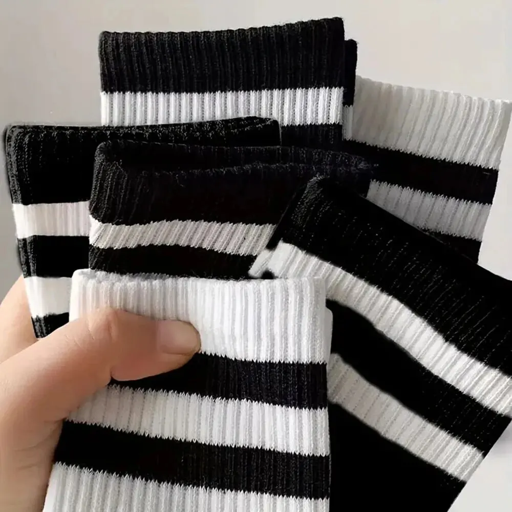 Men Socks 6/10/15/20 Pairs Spring Autumn Casual Striped Breathable Mid Tube Sock Round Neck