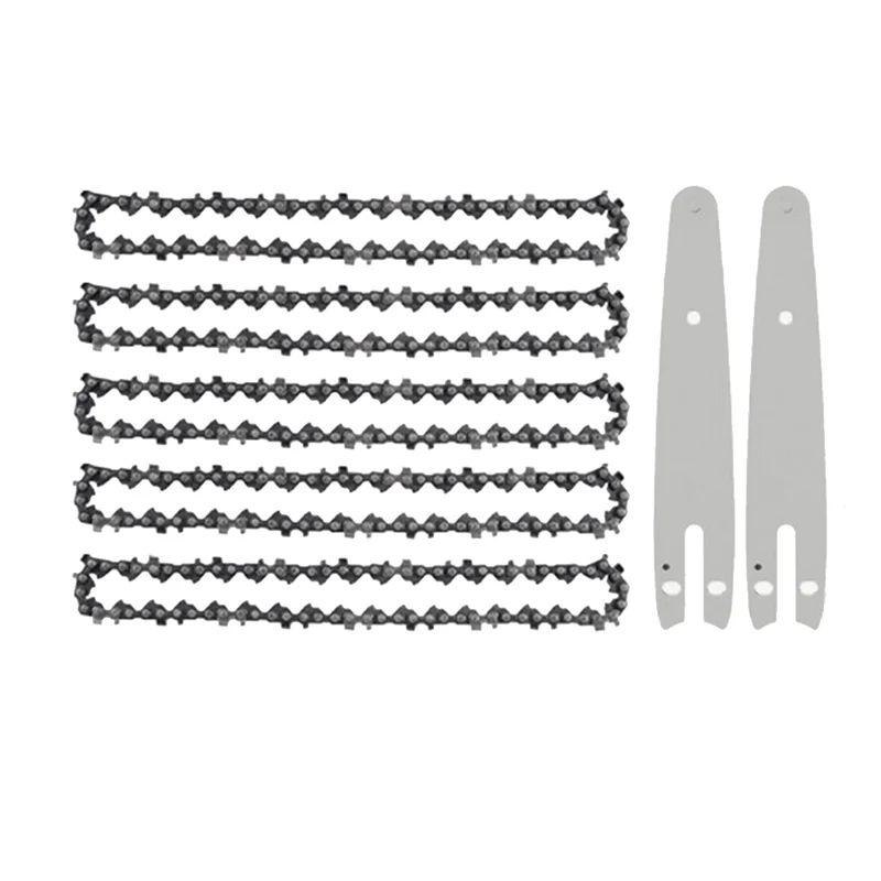 MSOR 5 Pieces 6 Inch Mini Chainsaw Chain with 2 Pcs Replacement Saw Chain Bar for Cordless Electric Portable Mini Chainsaw