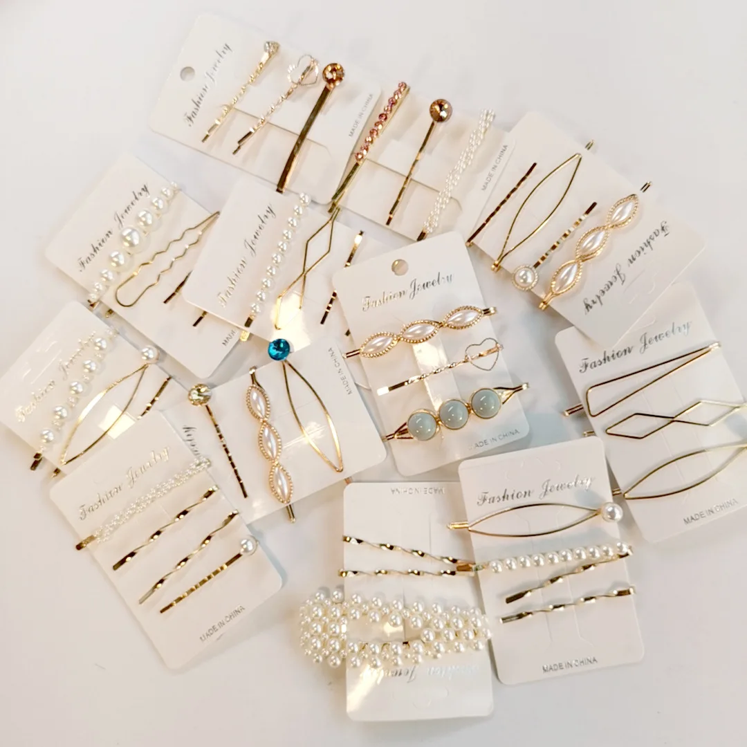 

9pcs Pearl hairpin set Korean temperament sweet beauty net red INS Super immortal side CLIP D135