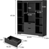 Bookshelf, 4-Tier Open Shelf Bookcase with 2 Drawers and 10 Cubes, Wood Cube Storage Organizer Shelf, 39.4" W X 47.2" H 2