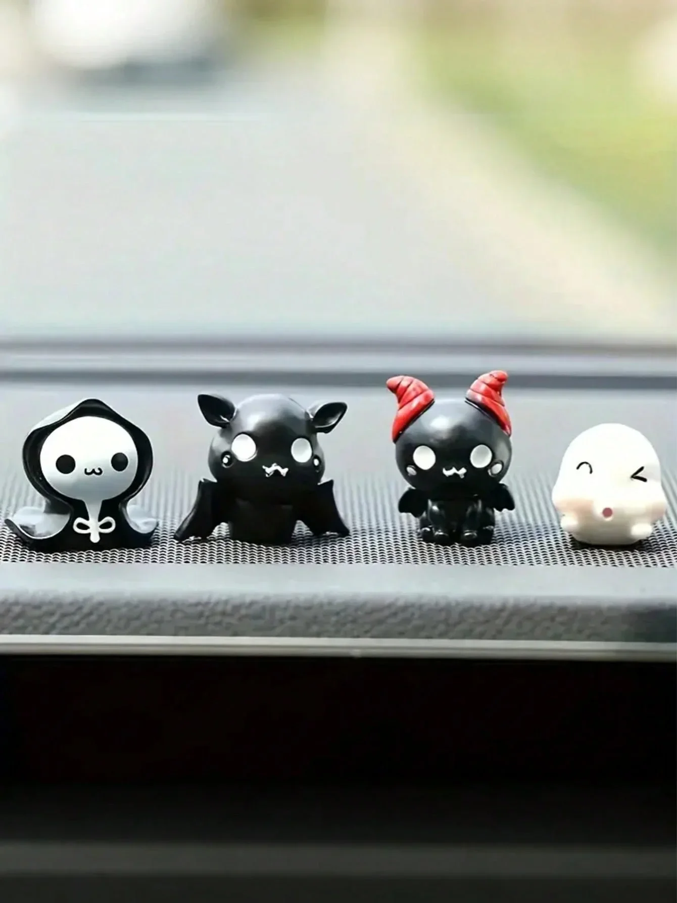 סט קישוטי רכב מיני 4 חבילות - סגנון כובע קסמים דלעת רוח, קישוט לרכב ולשולחן העבודה