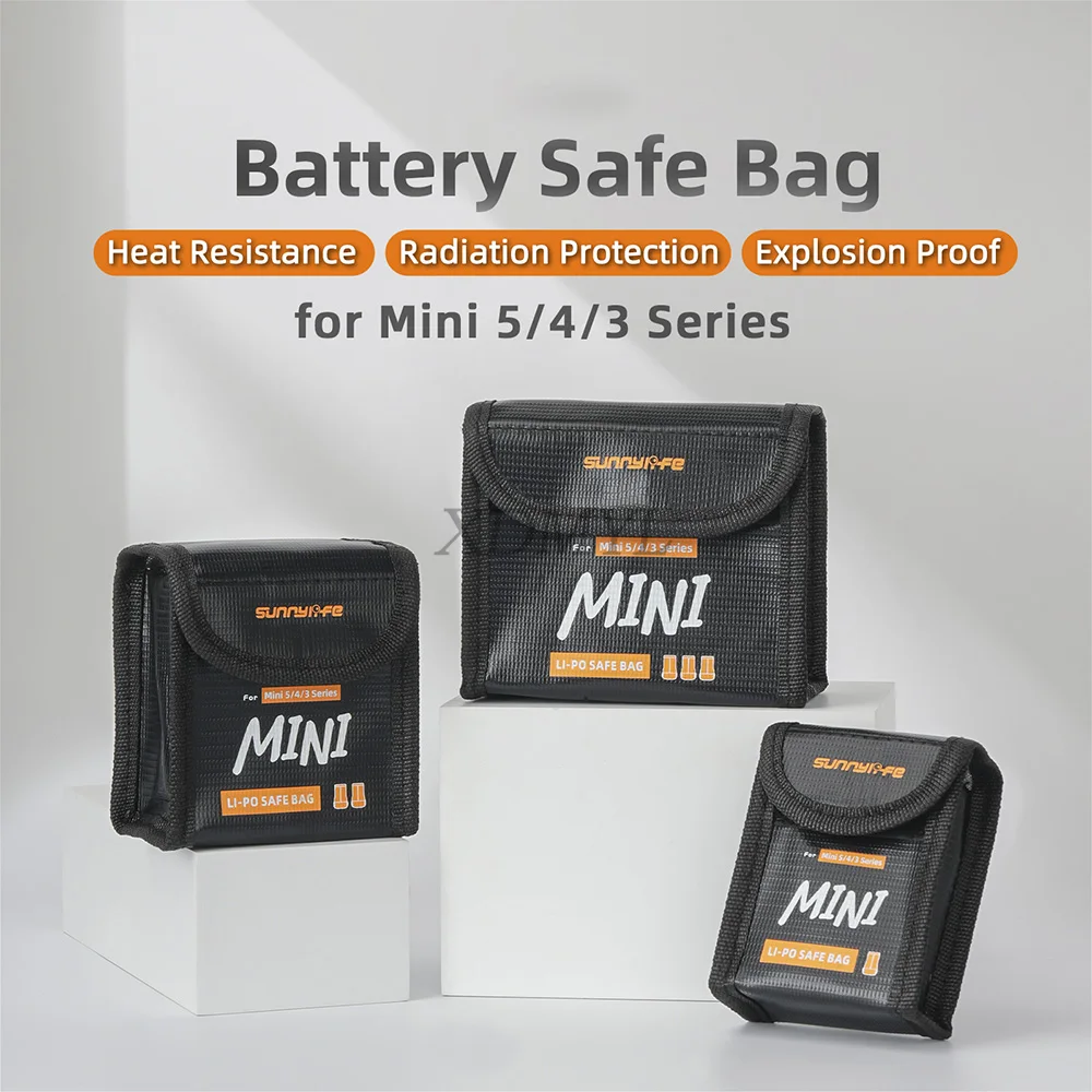 Ouverture du sac de transport pour batterie DJI Mini 5 Pro/4 Pro/3/3 Pro/Lito 1/Lito X1 montrant le compartiment intérieur rembourré.