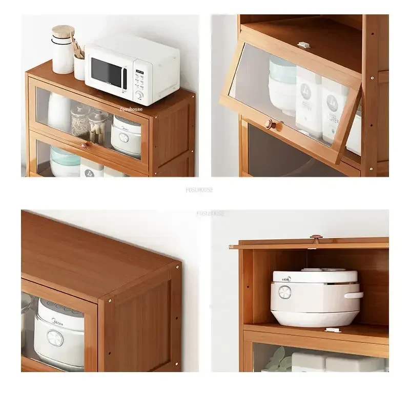 Nordic Solid Wood Kitchen Cabinets Home Living Room Wall Storage Cabinet Simple Multi-layer Kitchen Cabinet Kitchen Furniture 5