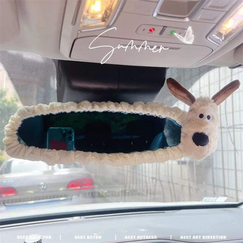 New Cute Car Rearview Mirror Set Girls Cartoon Car Decoration Universal Interior Decoration Accessories Interior Woman