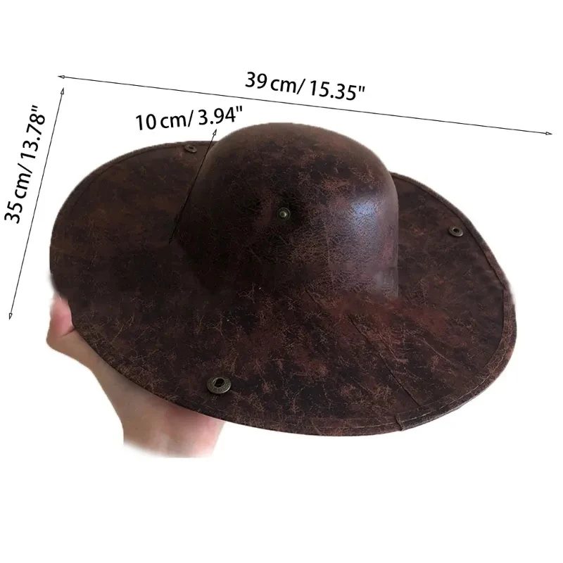 Christmas Captain Hat Pirate Distressed Tricorn Hat Masquerade Party Cosplay Vintage Faux Leather Pirate Costume Accessories