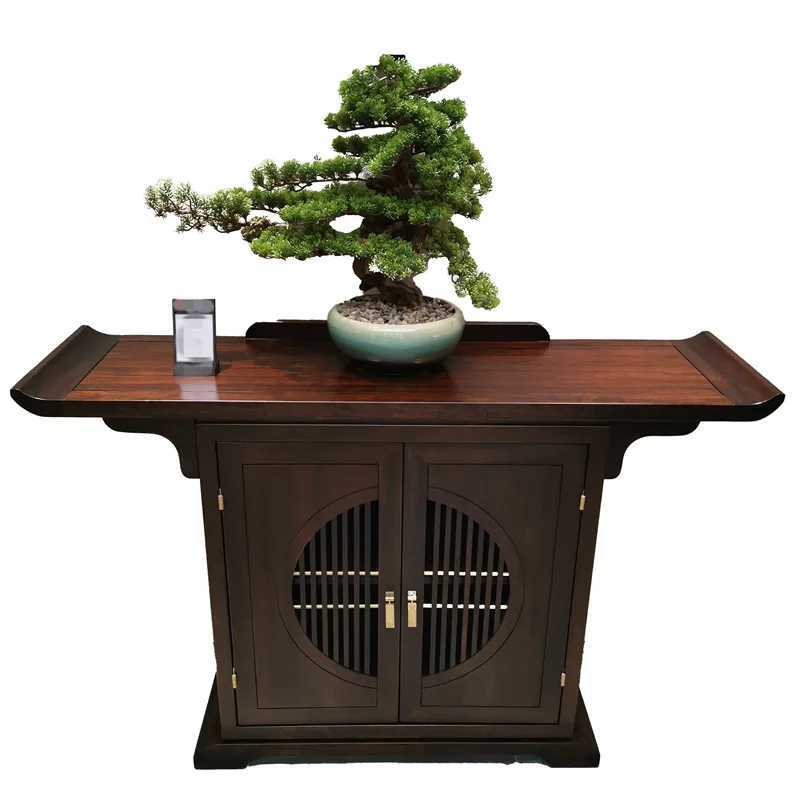 

New Chinese Style Entrance Cabinet Solid Wood Zen Side View Foyer Curio Cabinet Entrance Console Tables