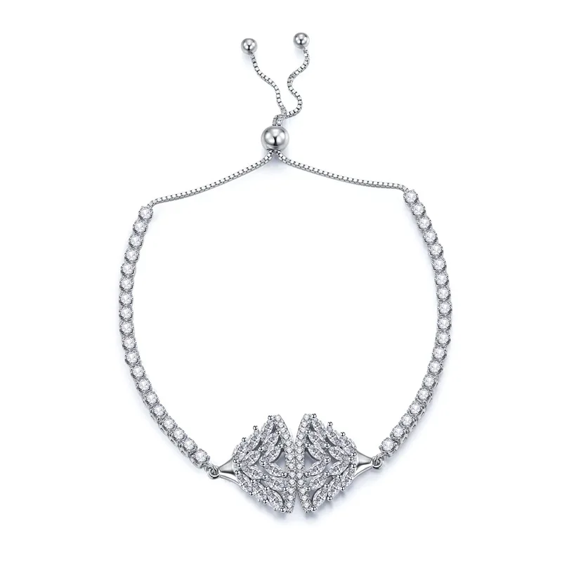 2023 New S925 Silver Skirt Fan-shaped Bracelet with Adjustable Tail for Women in Europe and America