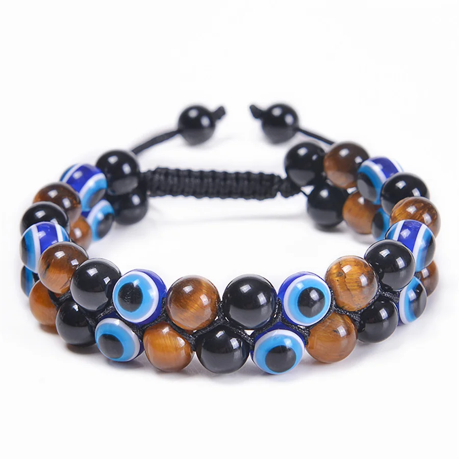 

New Wholesale Handmade Lucky Evil Eye Bracelet Colored Beaded For Women Men Lovers Pink Korea Accessories Jewelry Gifts 2023