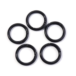 Metal O Ring Spring Clasp Openable Carabiner Clips - Set of 5/10 Keychain & Craft Accessories - 41mm 5Pcs (Black)