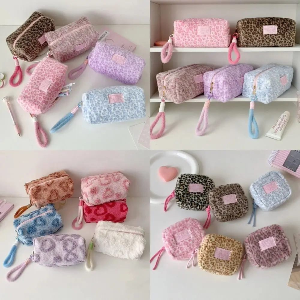 펜 가방 레오파드 문구 가방 레오파드 프린트 러브 하트 한국 레오파드 필통 미적 감각의 대용량 필통