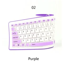 Compact Silent Waterproof Flexible Silicone USB Keyboard - Portable and Foldable Design (Purple)