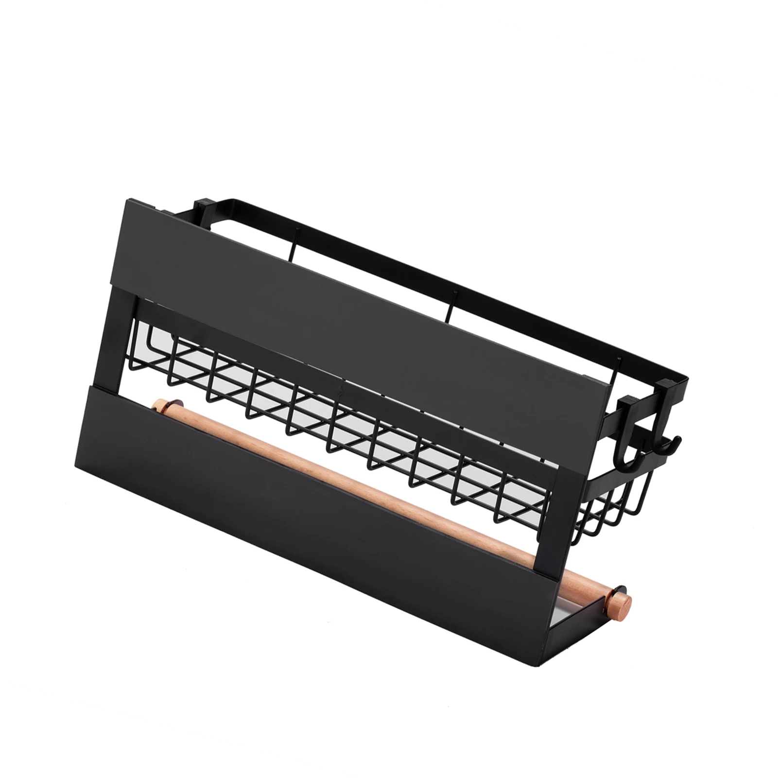 Magnetic Spice Rack for Refrigerator with Hook Paper Towel Holder Rustproof Spice Jars Rack Multi Use Refrigerator Side Shelf 6