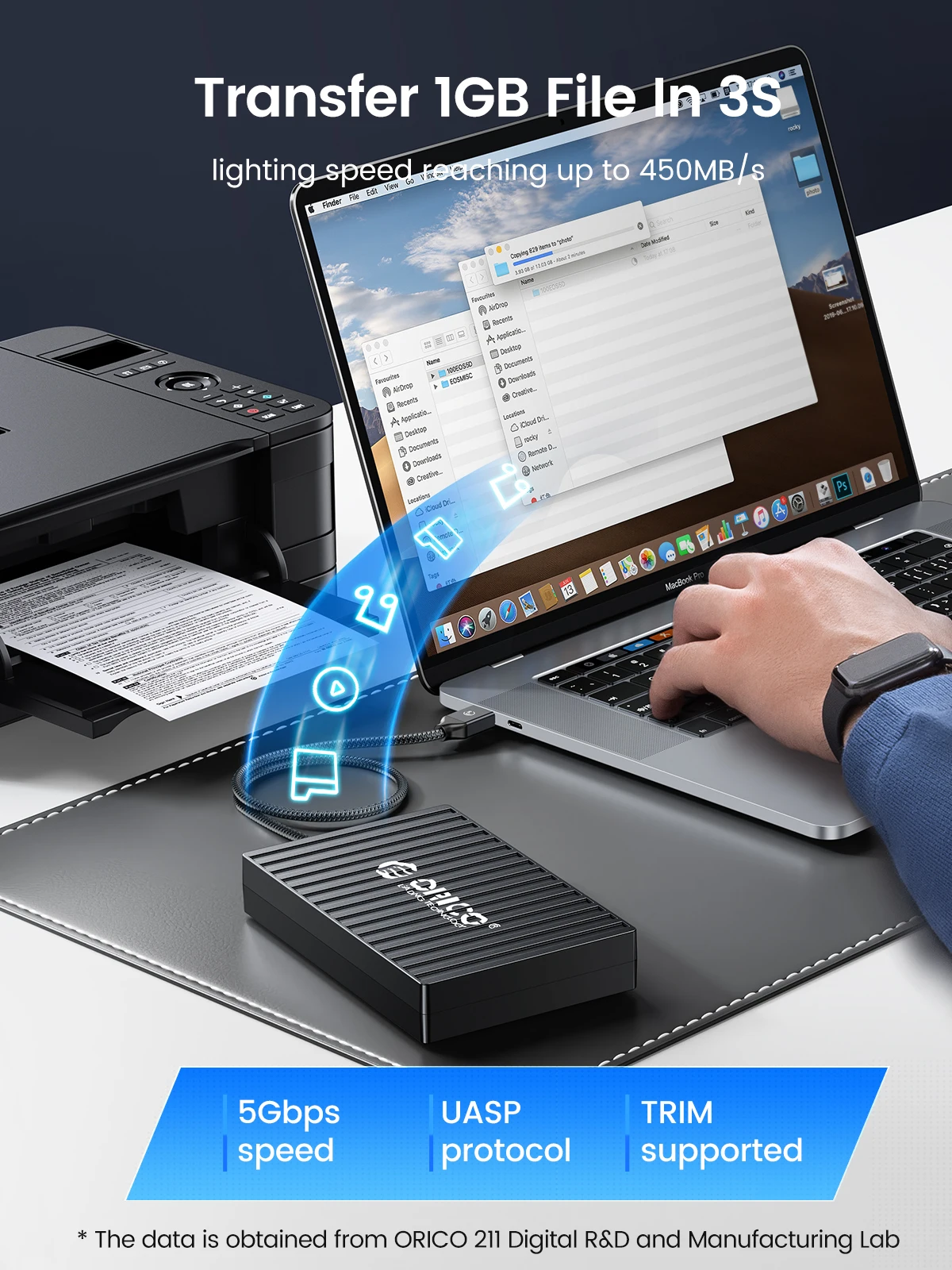 ORICO 3.5인치 HDD 케이스 타입 C 2.5인치 3.5 SATA 하드 드라이브 인클로저 SATA-USB 3.0 외장 하드 드라이브 리더기 (2.5/3.5인치 HDD SSD용)