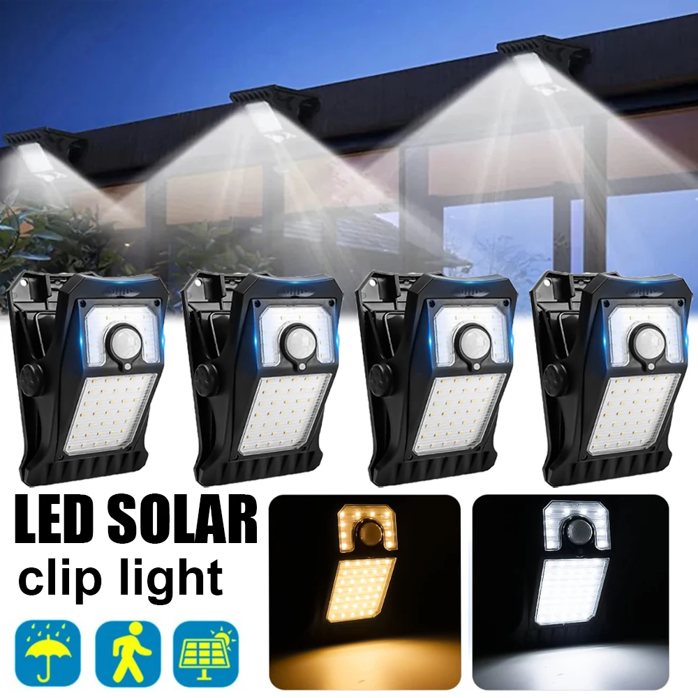 45LEDs Solar Lights Outdoor Clip Motion Sensor Lights 3 Modes IP65 Waterproof Security Light for Fence Deck Wall Garage Patio