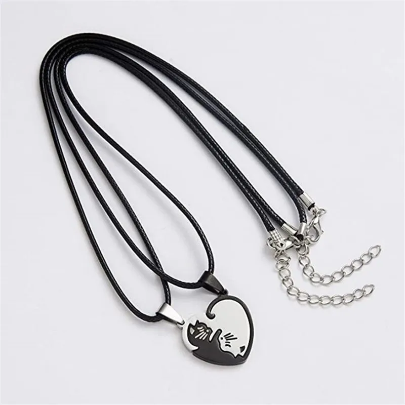 Cute cat couple necklace