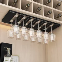 Stainless Steel Under Cabinet Wine Glass Cup Holder Space-Saving Bar Counter Shelf Storage Rack Hanging Hooks Goblet Pokal Stand 1