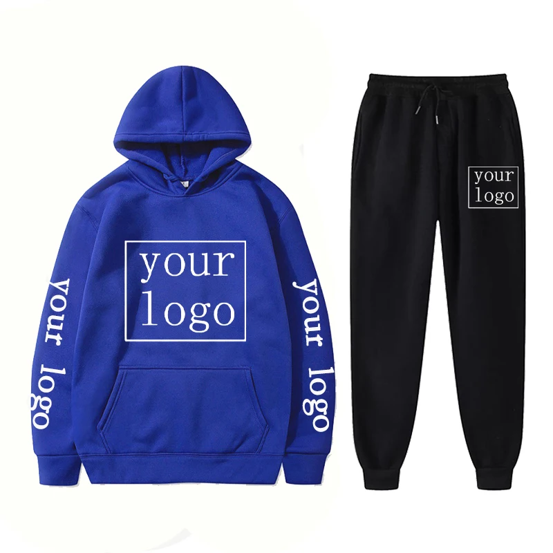 Custom Logo Casual Tracksuit Men Sets Hoodies Pants 2 Piece Sets Sweatshirt Outfit Sportswear Personalized Suit Unisex Clothing 6