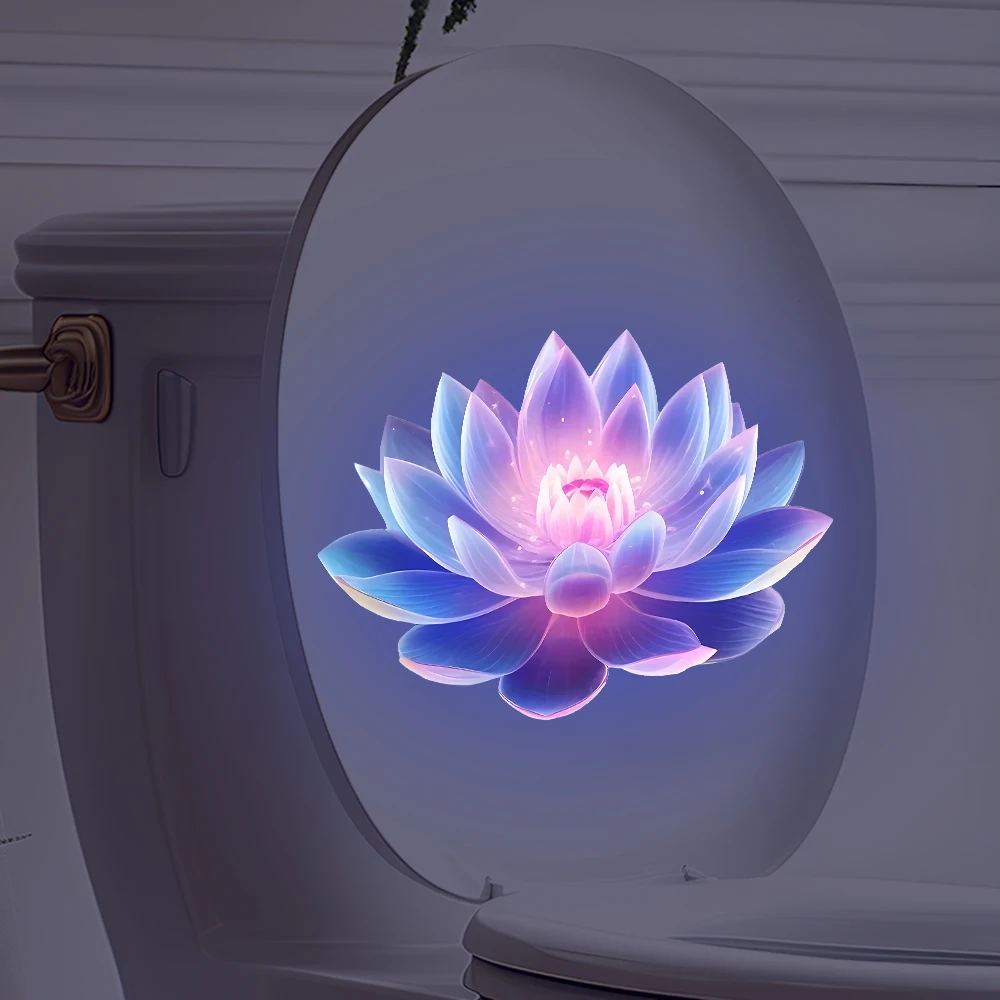 Luminous Lotus Waterproof Toilet Sticker - Creative Self-adhesive Bathroom Wall Decal