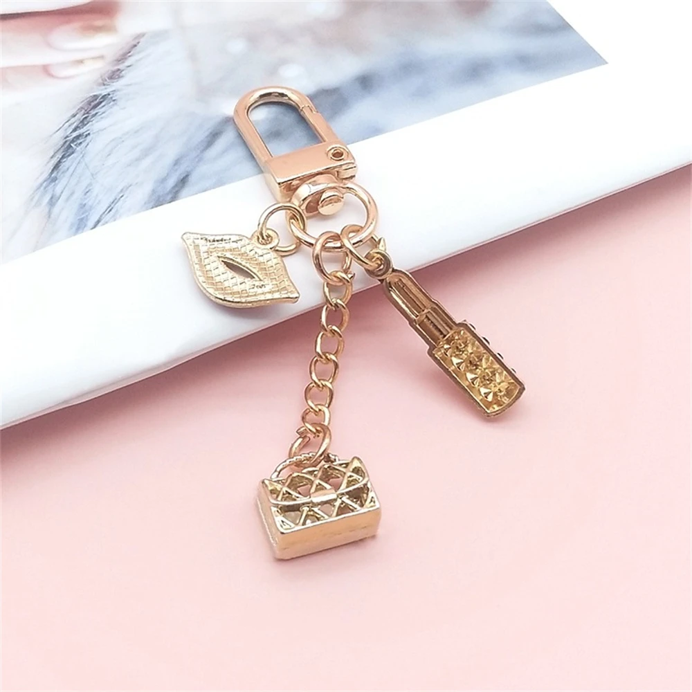 Little Luxuries Designs Louis Vuitton Style Enameled and Rhinestone Flower Charms Keychain/Bag Charm