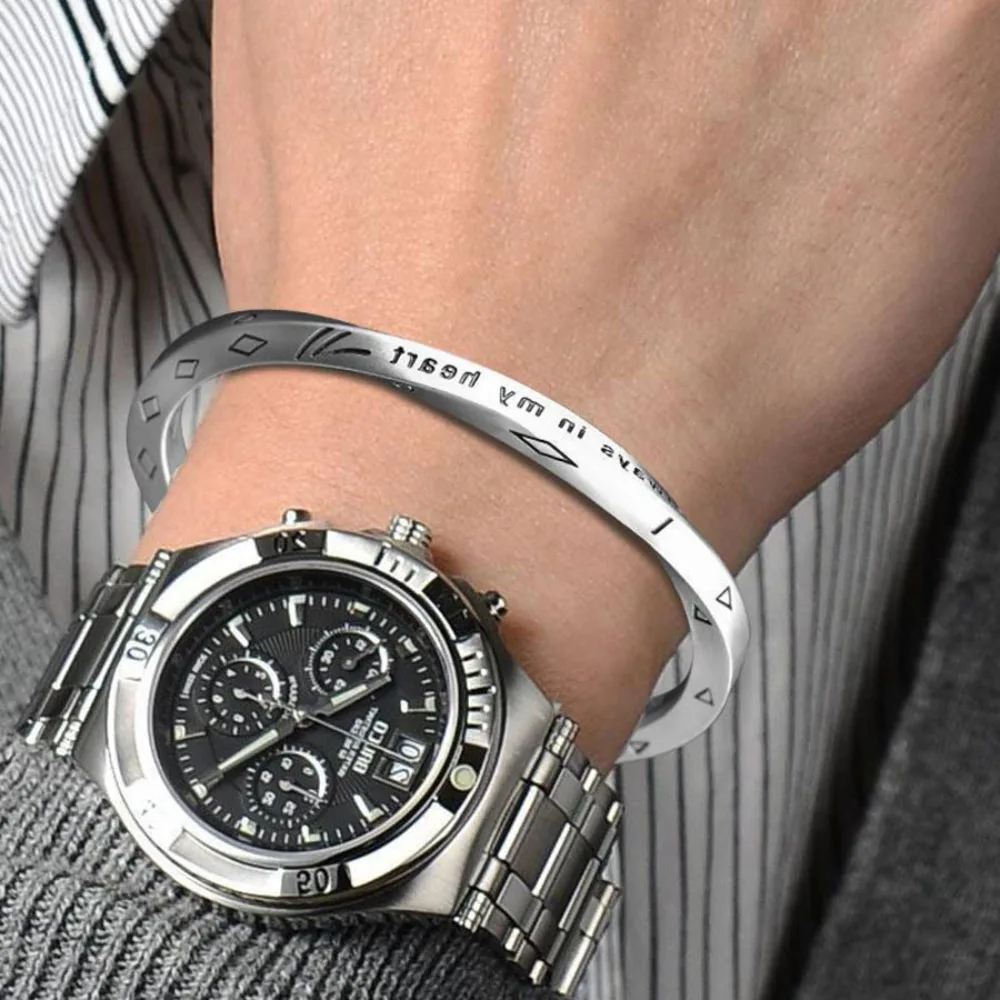 Men Nordic Minimalist Triangle Pattern Bangle Bracelet