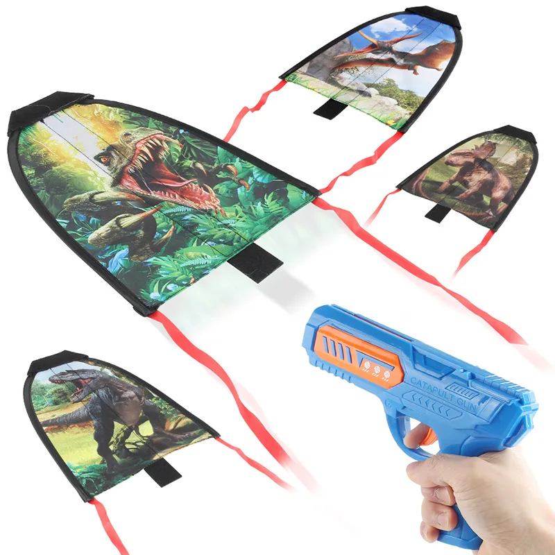 

Dinosaur Catapult Kite Gun Children Toys Outdoor Parent-child Interactive Flying Kite Rubber Band Catapult Elastic Flying Toy