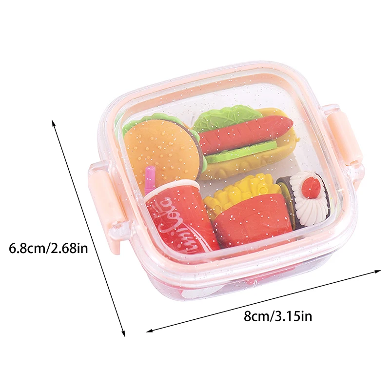 Creative Lunch Box Eraser Set Various Lovely Eraser Soft Pencil School Students Stationery Supplies Exquisite Prize Gifts